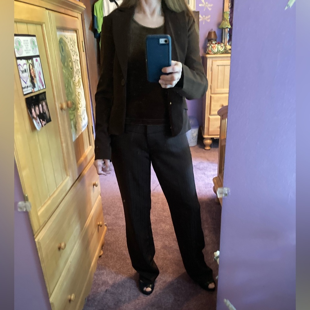 XOXO Brown Pinstripe Suit. with Matching Jacket and slacks.  Size 3/small